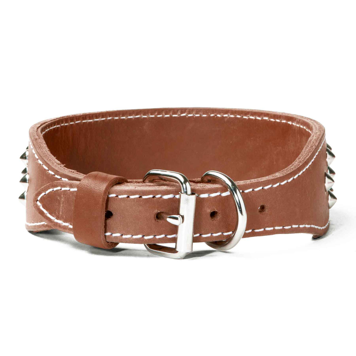 Double Ply 2" Wide Leather Studded Dog Collar