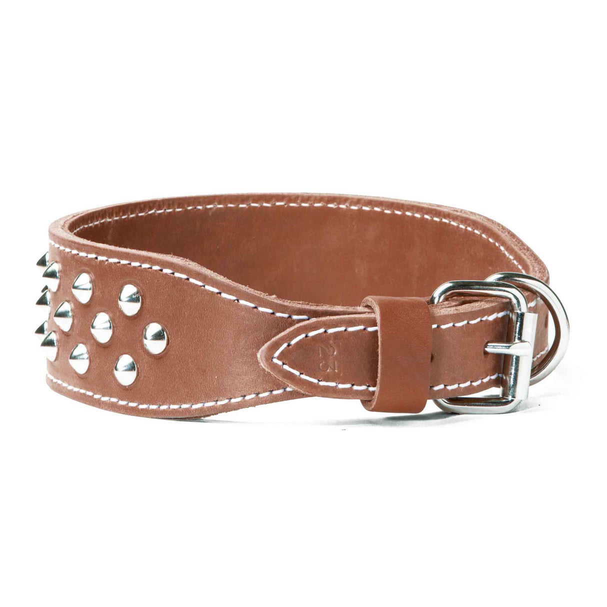 Double Ply 2" Wide Leather Studded Dog Collar