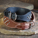 Double Ply 2" Wide Leather Studded Dog Collar