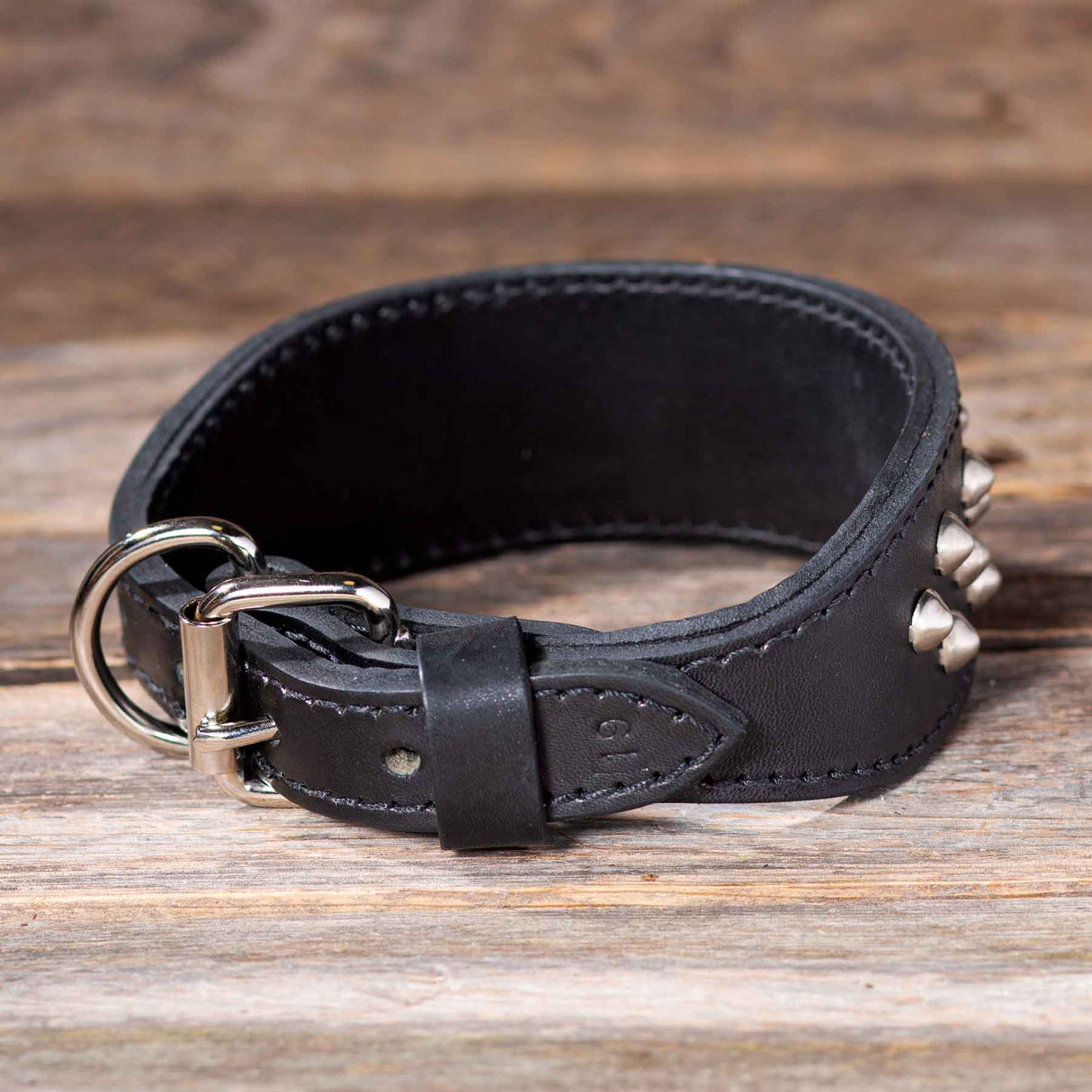 Double Ply 2" Wide Leather Studded Dog Collar