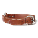 Double Ply 1" Wide Stitched Leather Dog Collar - Ring-N-Center