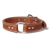 Double Ply 1" Wide Stitched Leather Dog Collar - Ring-N-Center