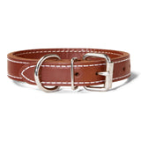 Double Ply 1" Wide Stitched Leather Dog Collar - D-Ring Behind Buckle