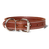 Double Ply 1" Wide Stitched Leather Dog Collar - D-Ring Behind Buckle