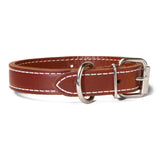 Double Ply 1" Wide Stitched Leather Dog Collar - D-Ring Behind Buckle