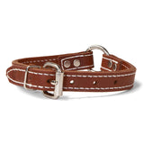 Double Ply 3/4" Wide Stitched Leather Dog Collar - Ring-N-Center