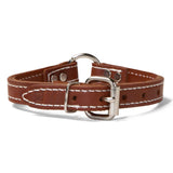 Double Ply 3/4" Wide Stitched Leather Dog Collar - Ring-N-Center