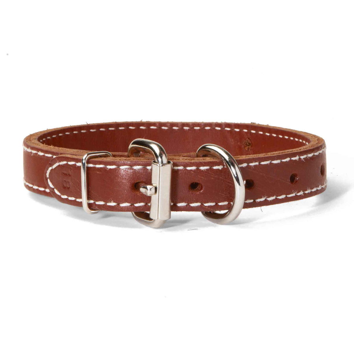 Double Ply 3/4" Wide Stitched Leather Dog Collar - D-Ring in Front