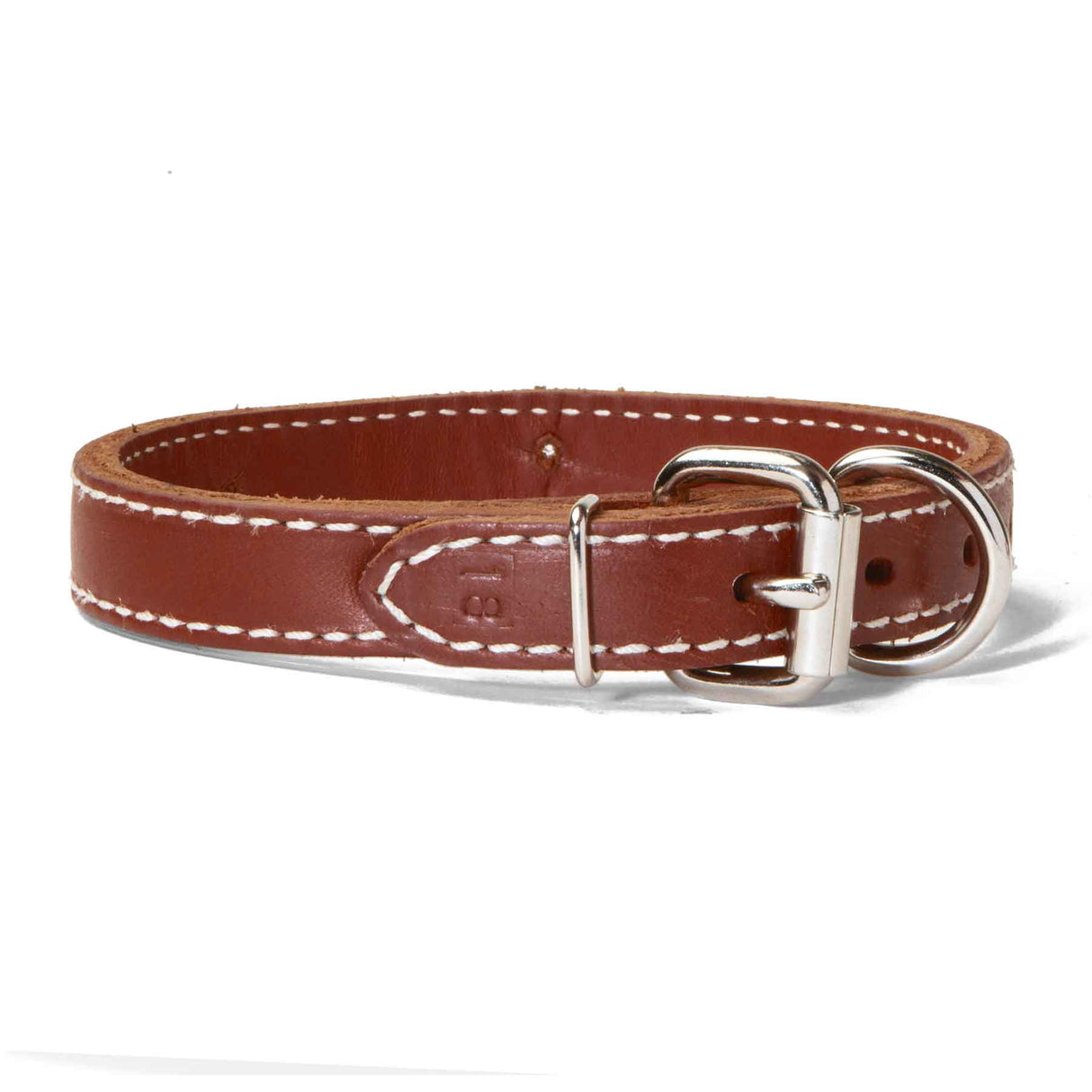 Double Ply 3/4" Wide Stitched Leather Dog Collar - D-Ring in Front