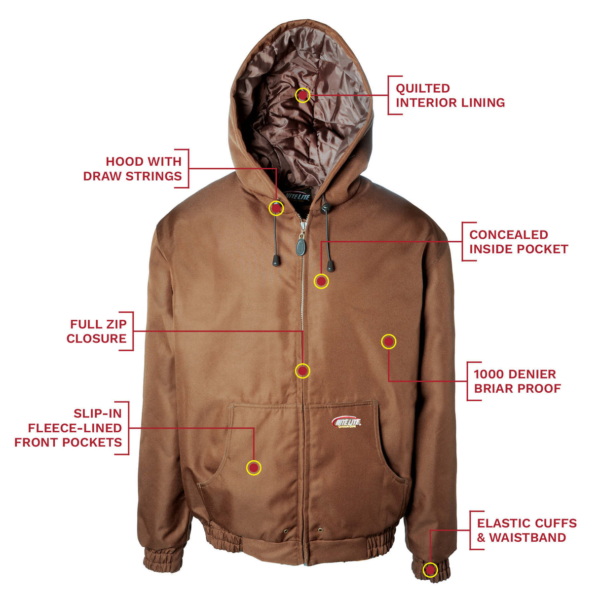 Nite Lite Elite Pro 1000 Denier Insulated Briar Proof Hooded Jacket