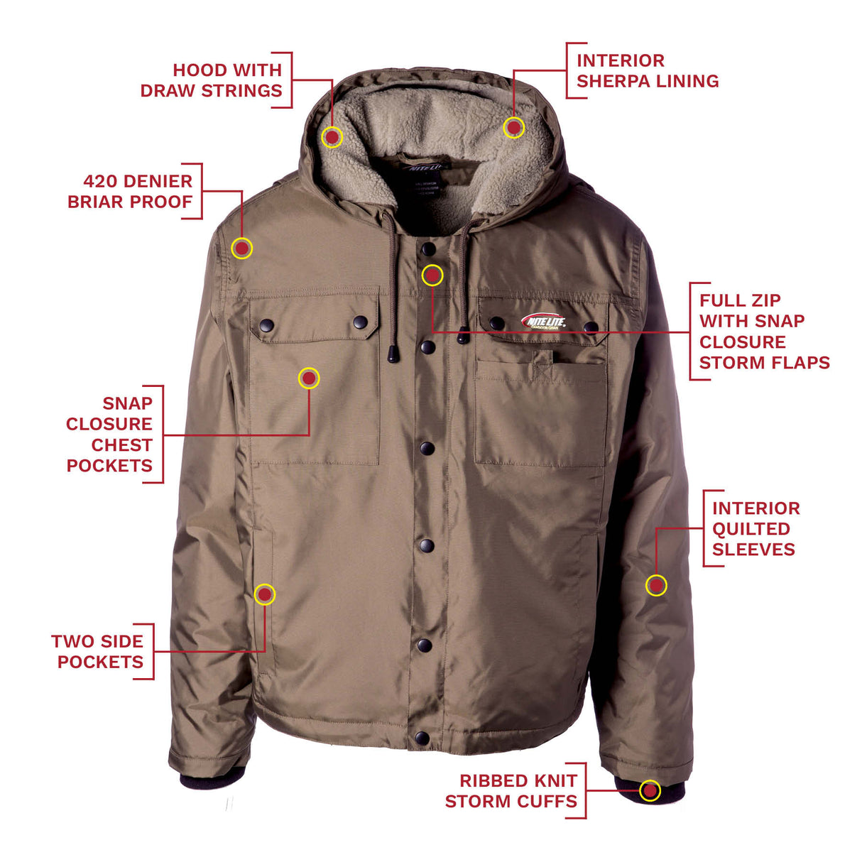 Nite Lite Elite Sherpa-Lined Briar Proof Coat