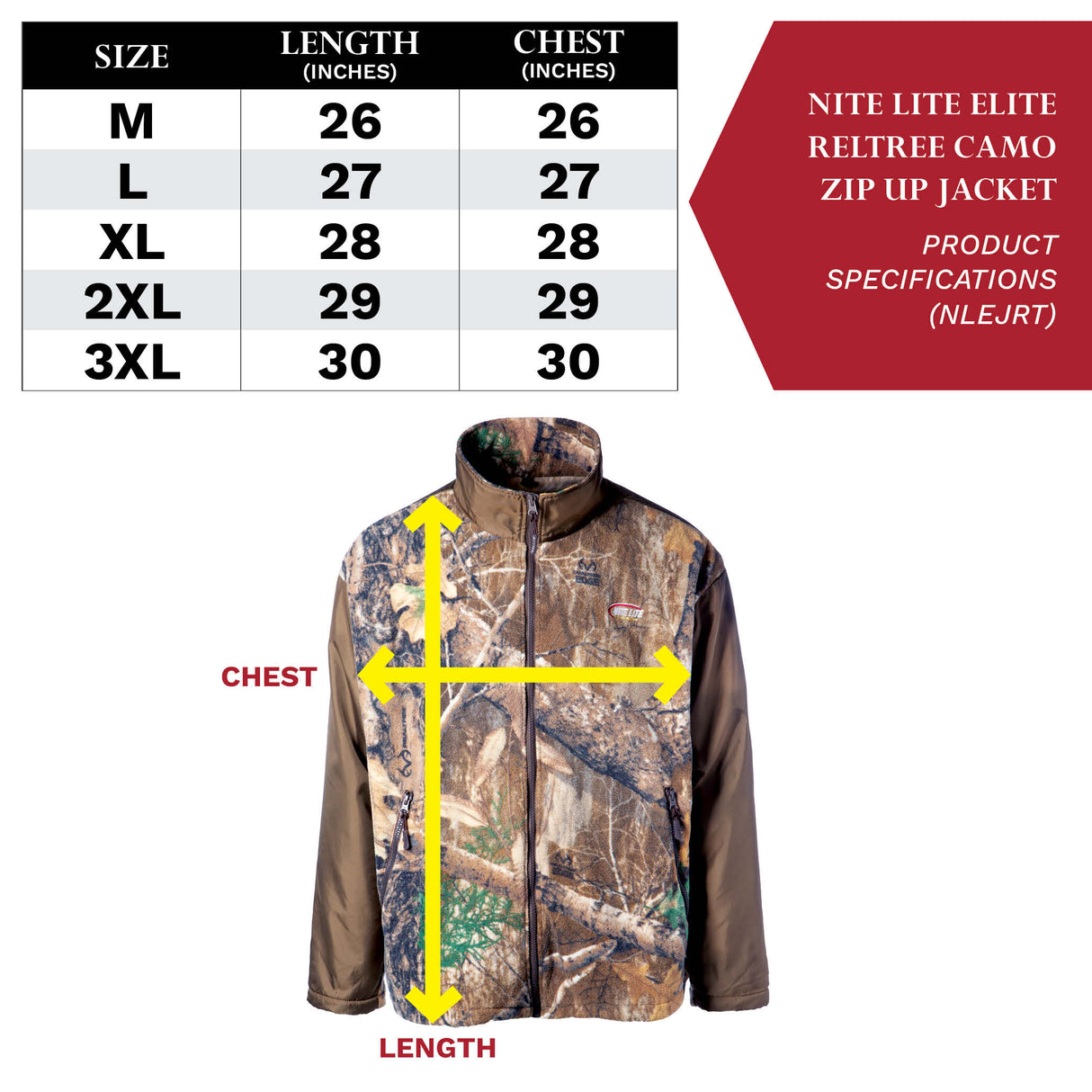 Nite Lite Elite Realtree Camo Zip Up Jacket