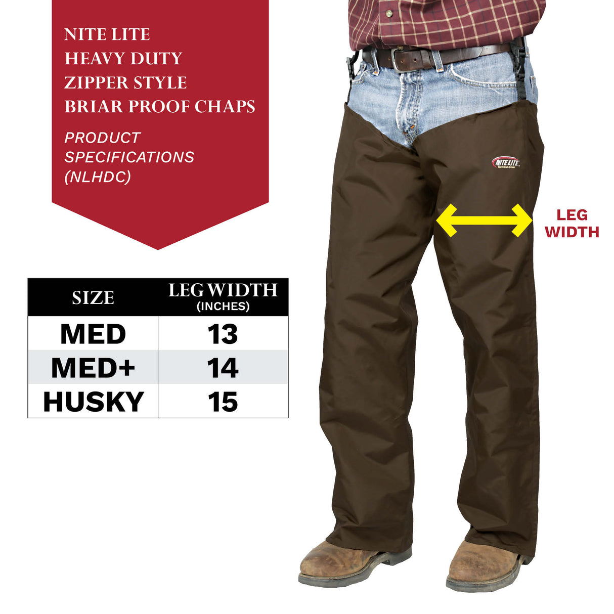 Nite Lite Heavy Duty Zippered Briar Proof Chaps