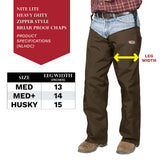 Nite Lite Heavy-Duty Zippered Briar Proof Chaps - Huntsmart