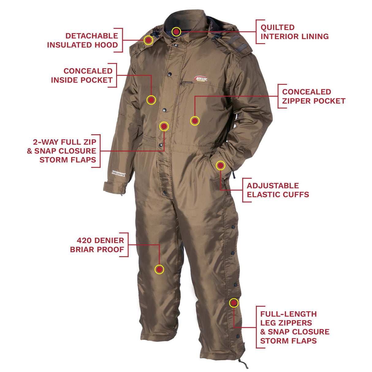 Nite Lite Elite Insulated Briar Proof Coveralls