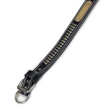 Double Ply 1 1/4" Wide Stitched Leather Dog Collar With Oblong Studs - Huntsmart