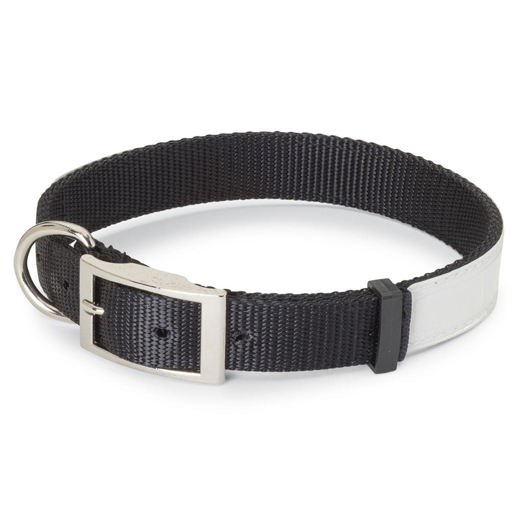 Nite Lite Reflexite Nylon 1" D-Ring in Front Reflective Dog Collar - Huntsmart